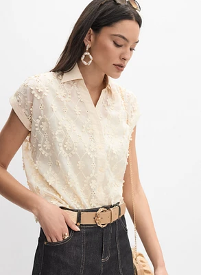 Blouse à appliqué en dentelle