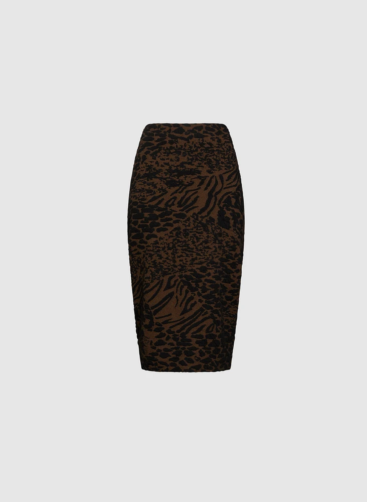 Jupe midi à motif léopard