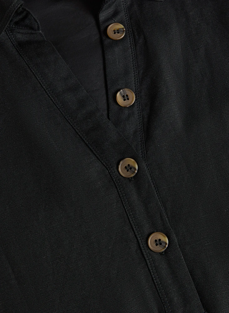 Linen-Blend Shirt Dress