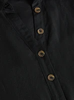Linen-Blend Shirt Dress