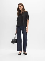 Blouse en crêpe à encolure boutonnée