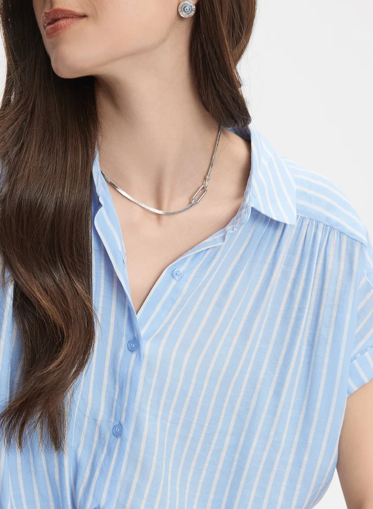 Striped Cap Sleeve Blouse