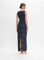Robe en jacquard à encolure asymétrique