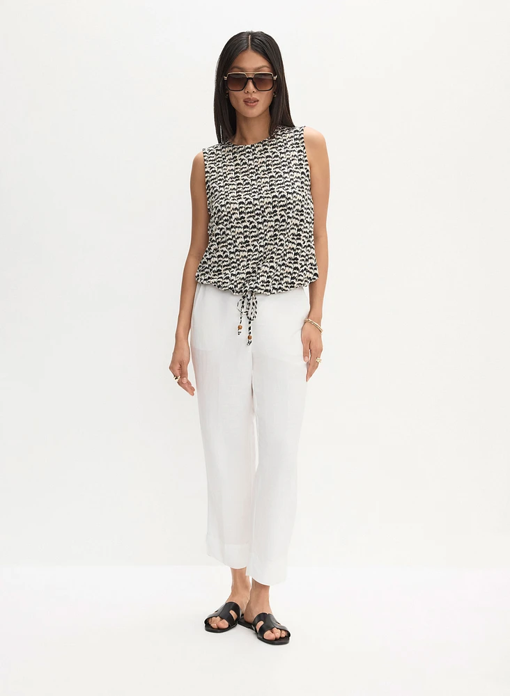 Haut à motif animal et pantalon capri en lin