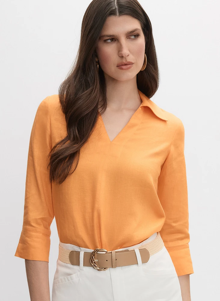 Joseph Ribkoff - Linen Polo Blouse