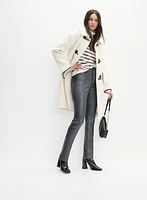 Coated Metallic Slim-Leg Jeans