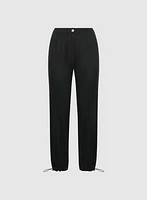 Elasticized Linen-Blend Cargo Pants
