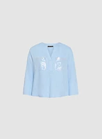 Blouse en lin avec poches à sequins