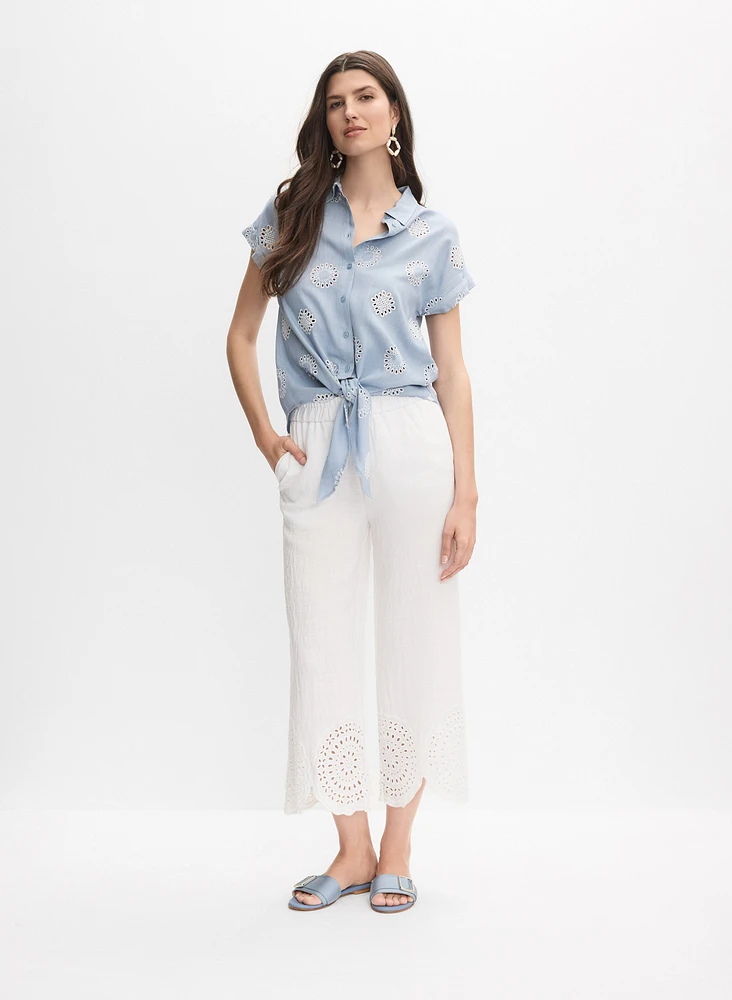 Blouse boutonnée à broderies