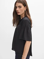 Blouse en crêpe à encolure boutonnée