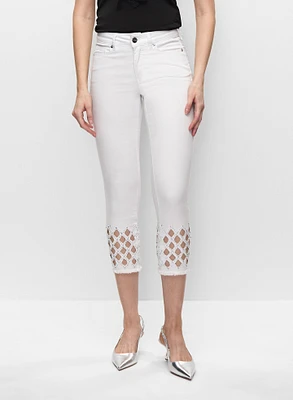 Embellished Cutout Detail Jeans