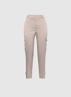Satin Buckle Detail Cargo Pants