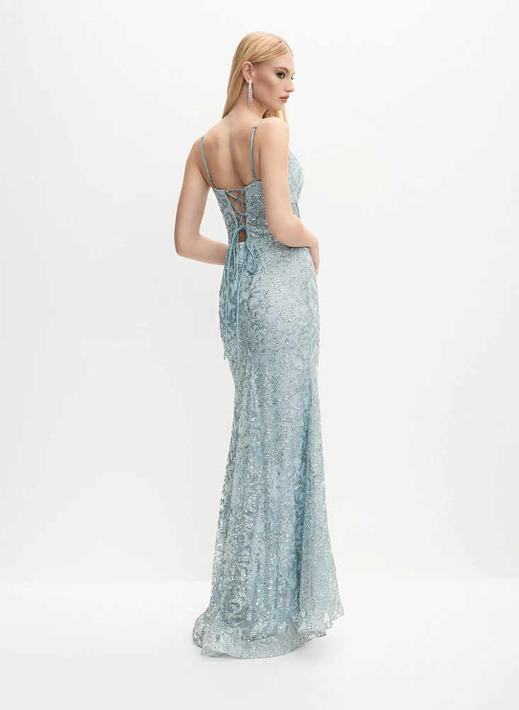 Sequin Embellished Lace Dress