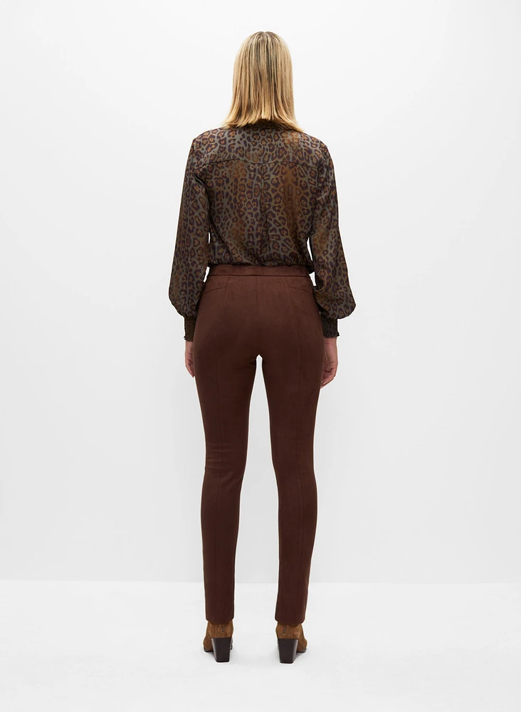 Pantalon étroit en faux suède