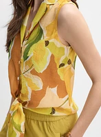 Blouse florale sans manches