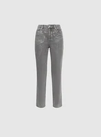 Metallic Straight Leg Jeans