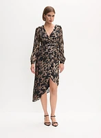 Adrianna Papell- Robe florale à effet portefeuille