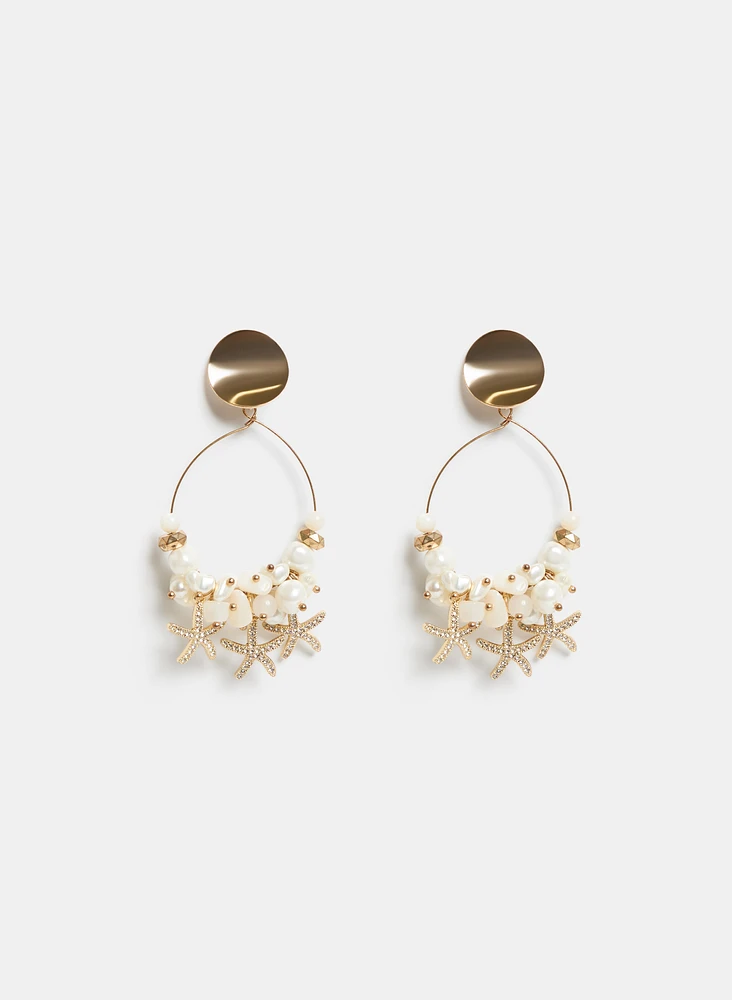 Boucles d'oreilles coquillages et étoiles de mer