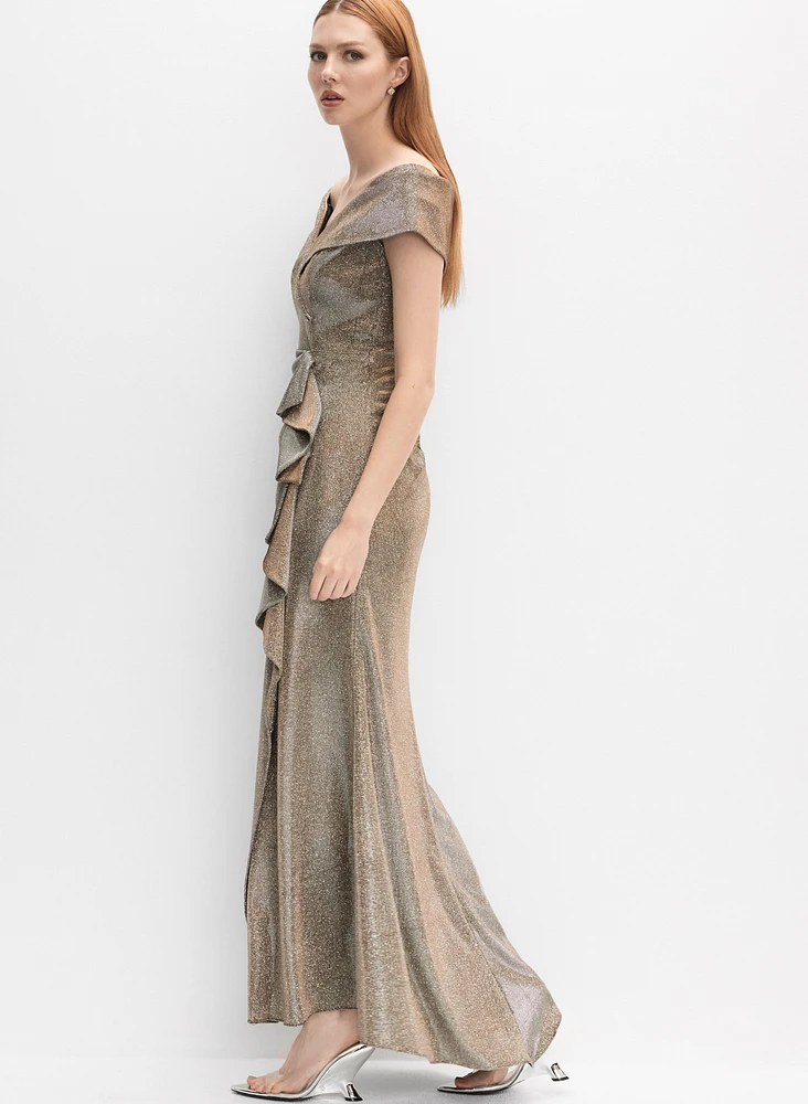 Foil Off-The-Shoulder Dress