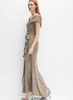Foil Off-The-Shoulder Dress