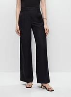 Linen-Blend Wide Leg Pants