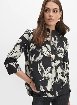 Veste florale à bouton surdimensionné