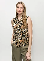 Blouse sans manches à motif léopard