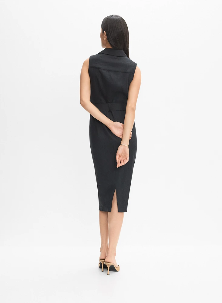 Robe ceinturée en mélange de lin