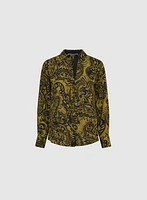 Paisley Print Button-Up Blouse