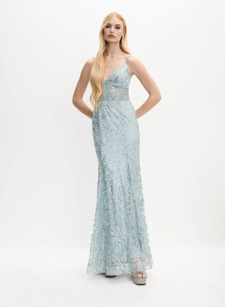 Sequin Embellished Lace Dress