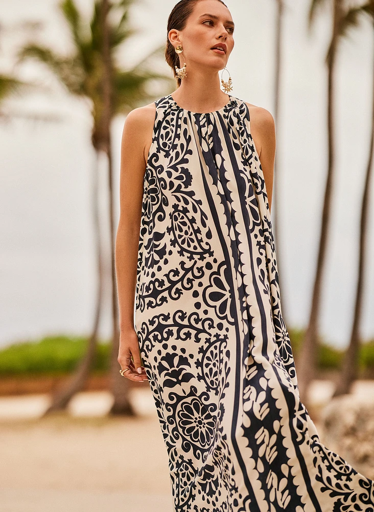 Robe maxi à motif géométrique