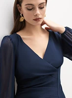 Robe plissée à manches bouffantes