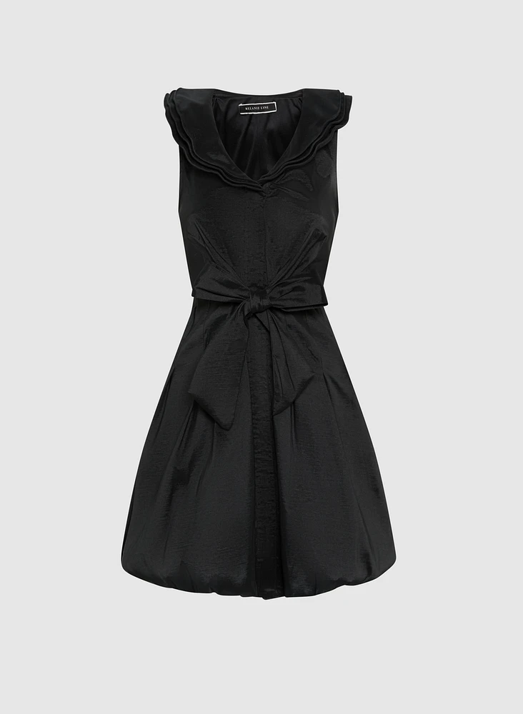 Belted Taffeta Dres