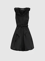Belted Taffeta Dres