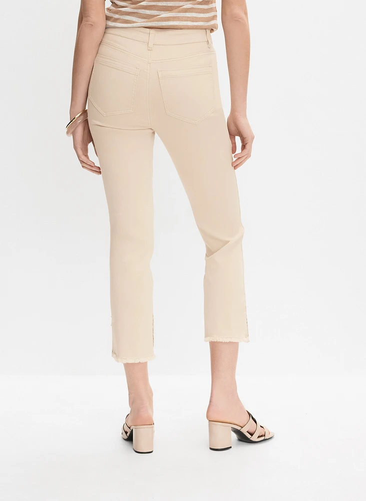Pearl Embellished Denim Capris