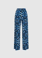 Pantalon à jambe large motif abstrait
