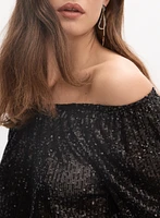 Joseph Ribkoff - Off-The-Shoulder Sequin Top
