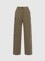 Pantalon à jambe large en faux suède