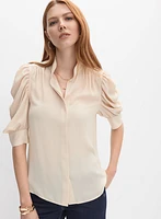 Draped Puff Sleeve Blouse