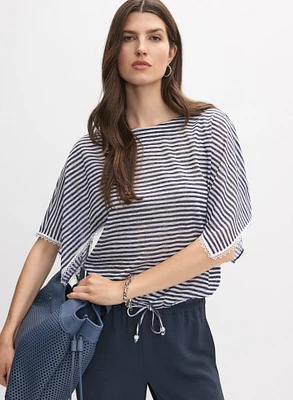 Striped Crochet Trim Top