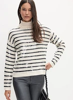 Pull rayé à paillettes avant