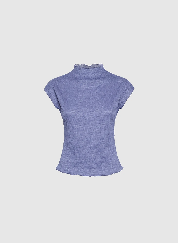 Crinkle Mock Neck Top