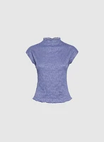 Crinkle Mock Neck Top