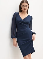 Robe plissée à manches bouffantes