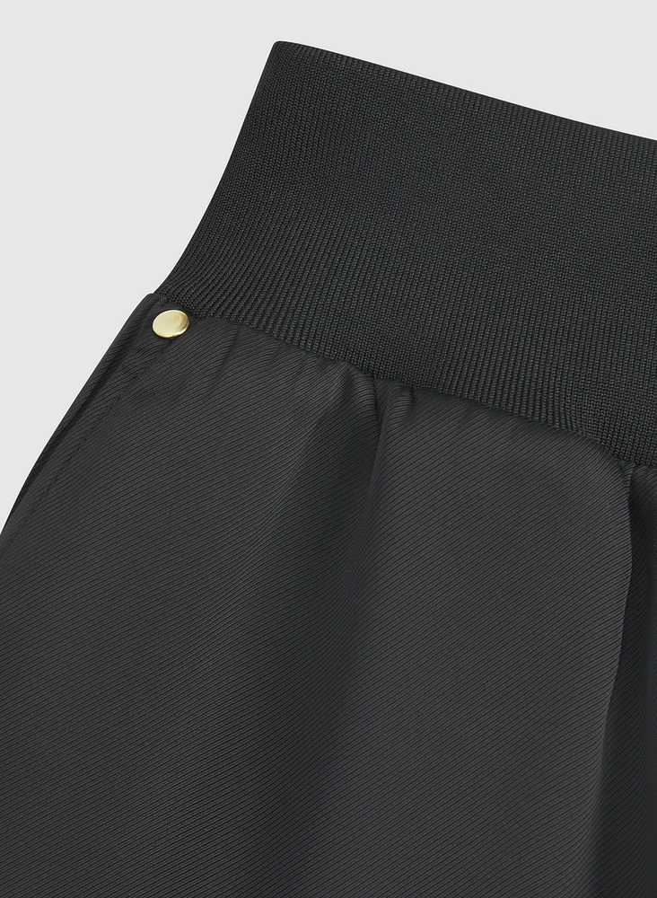 Pantalon large à taille côtelée