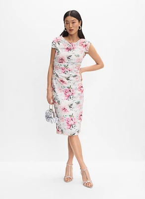 Adrianna Papell - Metallic Floral Print Dress