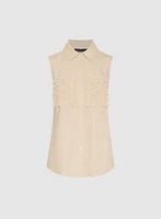 Blouse sans manches à poches en crochet