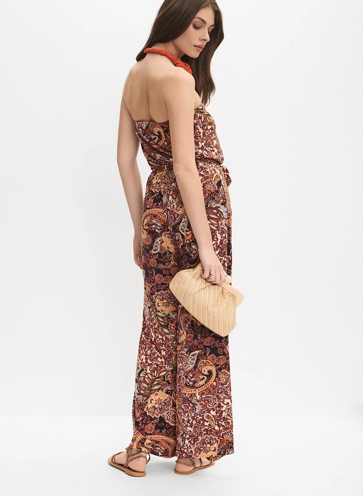 Strapless Paisley Print Jumpsuit