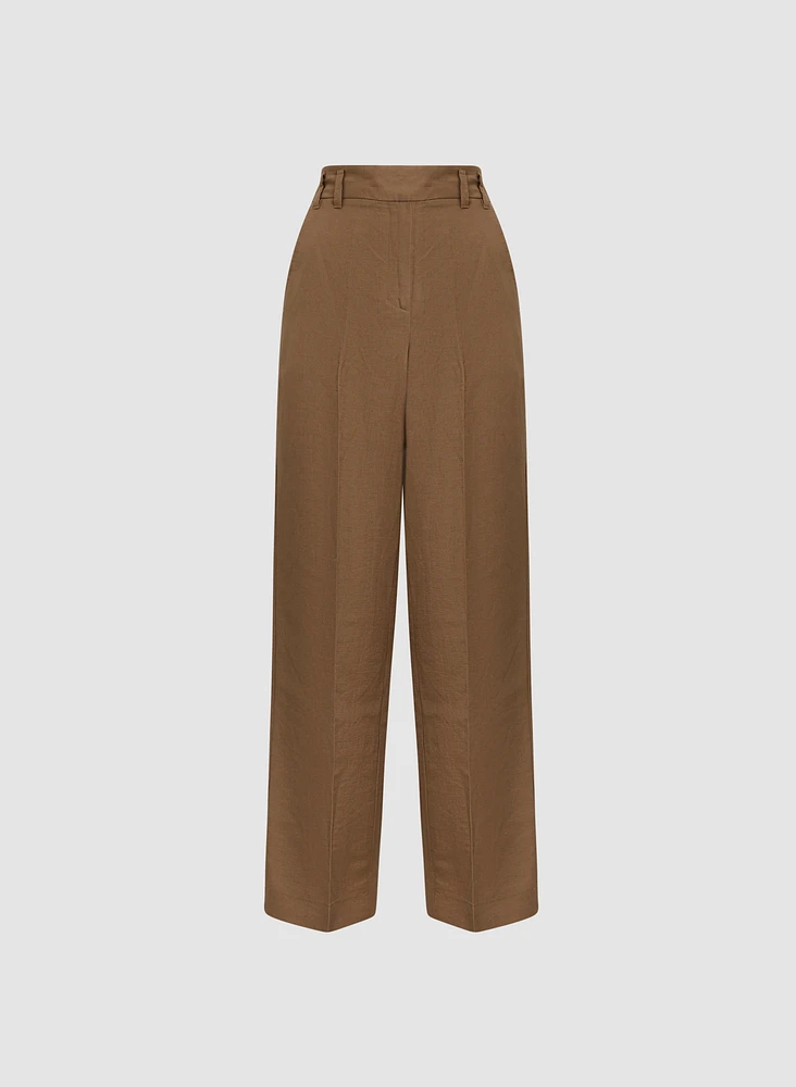 Linen-Blend Wide Leg Pants