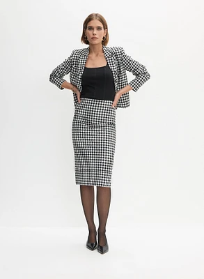 Veste et jupe crayon à motif pied-de-poule